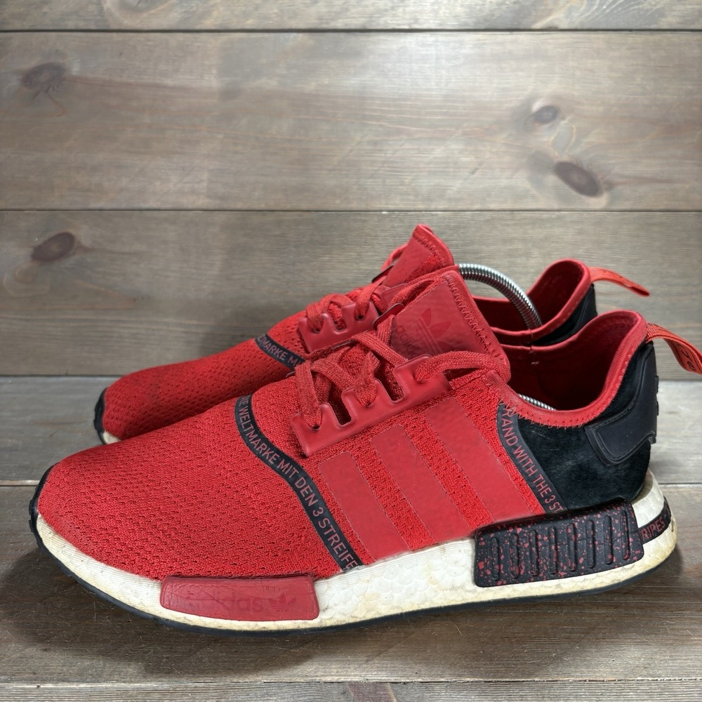 adidas NMD R1 mens size 10.5 shoes red athletic running sneakers
